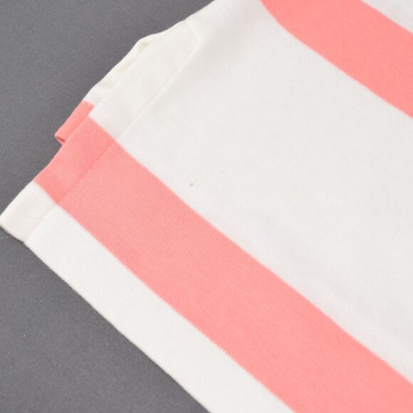 90s Polo Ralph Lauren Men's Iconic Polo Shirt Stripe Salmon Pink White Vintage M - Picture 10 of 13